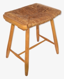 Rustic Stool With Seagrass Seat, Poland, 1950   Src - Wood Guitar Stool, HD Png Download, Transparent PNG